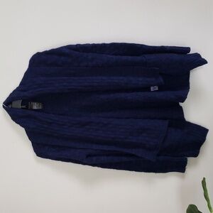 Talula navy blue textured cardigan, luxury feel lambswool cashmere angora blend